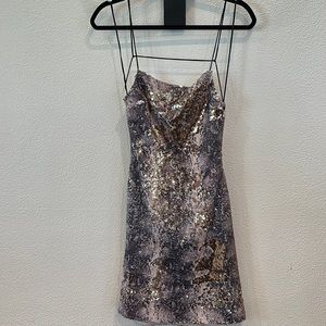 Top shop sequin back open dress